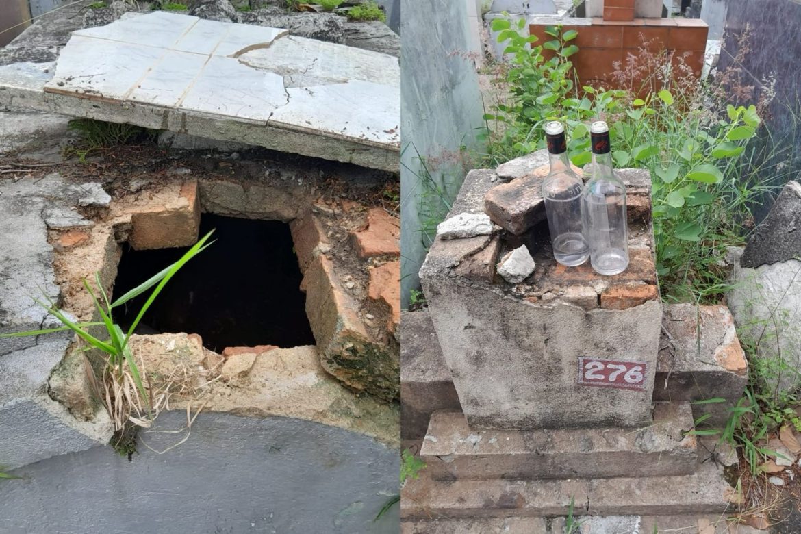 sujeira,-mato-alto,-tumulos-quebrados-e-furtos-sao-registrados-no-cemiterio-da-saudade